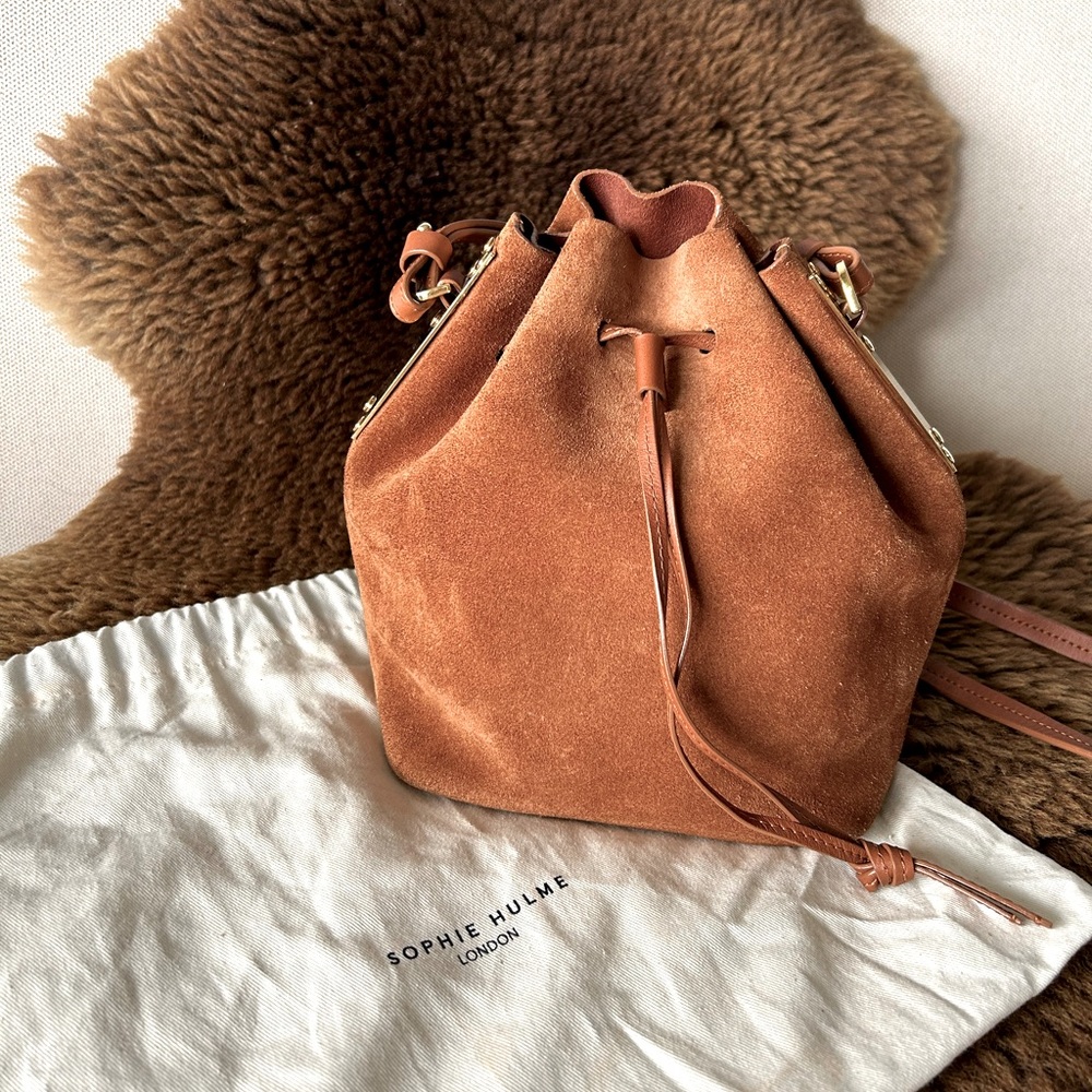 Sophie Hulme Tan Suede Shoulder Bag